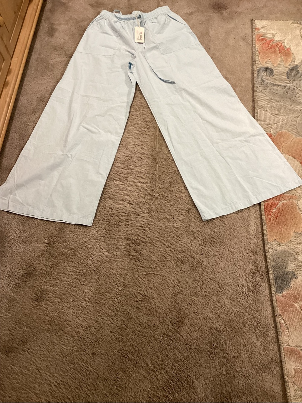 Light Blue Drawstring Flare Panta - Picture 4 of 6